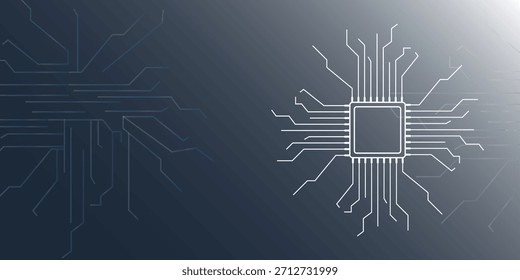 Artificial intelligence chipset on circuit board in futuristic concept technology artwork for web, banner, card, cover. Vector illustration