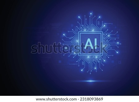 Artificial intelligence chipset on circuit board in futuristic concept technology artwork for web, banner, card, cover. Vector illustration