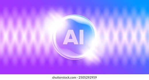 Artificial intelligence chipset on ultraviolet board in futuristic neon cyber punk concept technology artwork for web, banner, card, cover. Vector AI chip logo design template 