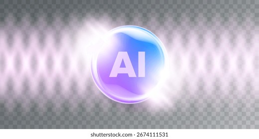 Artificial intelligence chipset on ultraviolet board in futuristic neon cyber punk concept technology artwork for web, banner, card, cover. Vector AI chip logo design template