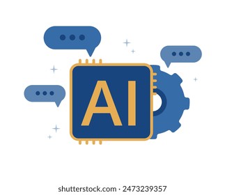 Artificial Intelligence circuit with AI sign. Machine learning. CPU processor. Vector illustration
