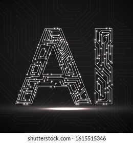 Artificial Intelligence with circuit board. Abstract technology concept. Vector illustration
