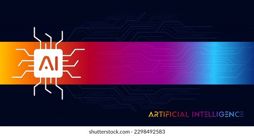 artificial intelligence circuit board in dark blue background wallpaper