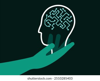 Artificial intelligence circuit brain illustration
