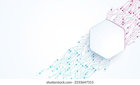 Inteligencia Artificial con estilo de línea eléctrica de circuito. Diseño de aprendizaje automático futurista digital. DISEÑO GRÁFICO de IA para Sitio web, Anuncio, encabezado, redes sociales, App móvil, interfaz de usuario. Ilustración vectorial