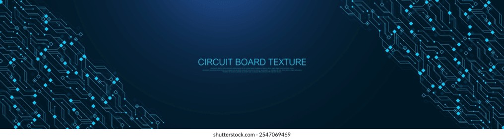 Artificial Intelligence with circuit electric line style. Digital futuristic machine learning design. AI graphic design for website, banner, header, social media, mobile app, UI. Vector illustration.