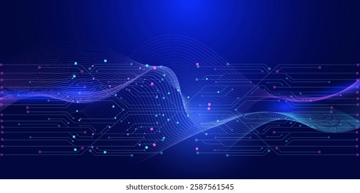 Artificial Intelligence with circuit electric line style. Digital futuristic machine learning design. AI sign for graphic design, logo, website, social media, mobile