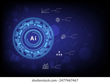 artificial intelligence circuit line pattern Digital technology, intelligent network, AI. Vector illustration.