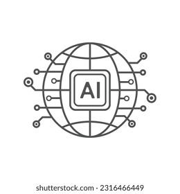 Artificial intelligence circuit line style. Machine learning design. Smart network digital technology. AI. Vector illustration