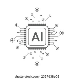 Artificial intelligence circuit line style. Machine learning design. Smart network digital technology. AI. Vector illustration