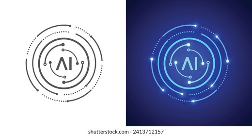 Artificial intelligence circuit line style. Machine learning design. Smart network digital technology. AI. Vector illustration