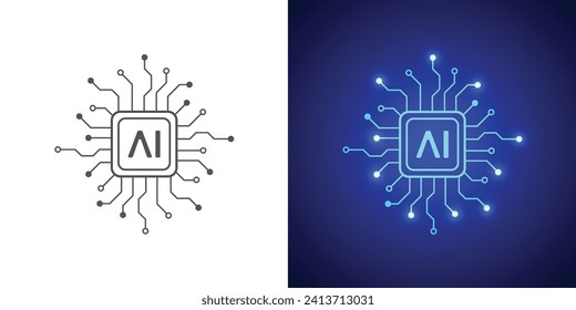 Artificial intelligence circuit line style. Machine learning design. Smart network digital technology. AI. Vector illustration