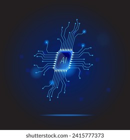 Estilo de línea de circuito de inteligencia artificial. base de datos de almacenamiento de unidades de microprocesador AI. Tecnología digital de red inteligente.  fondo de concepto vectorial.