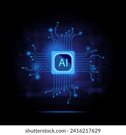 Artificial intelligence circuit line style. AI micro processor unit storage database. Smart network digital technology.  vector concept background.