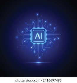 Artificial intelligence circuit line style. Machine learning design. Smart network digital technology. AI. Vector illustration