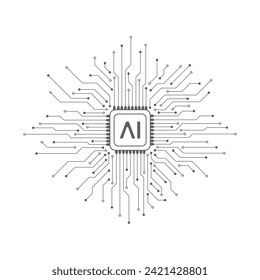 Artificial intelligence circuit line style. Machine learning design. Smart network digital technology. AI. Vector illustration