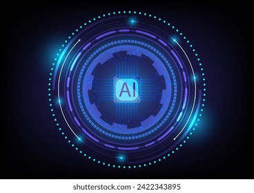 Artificial intelligence circuit line style. AI micro processor unit storage database. Smart network digital technology.  vector concept background.