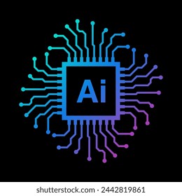 Artificial intelligence circuit line style. Machine learning design. Smart network digital technology. AI. Vector illustration