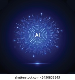 Artificial intelligence circuit line style. Machine learning design. Smart network digital technology. AI. Vector illustration