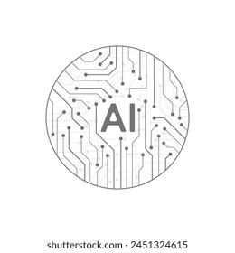 Artificial intelligence circuit line style. Machine learning design. Smart network digital technology. AI. Vector illustration
