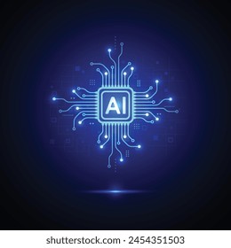 Artificial intelligence circuit line style. Machine learning design. Smart network digital technology. AI. Vector illustration