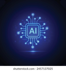 Estilo de línea de circuito de inteligencia artificial. Diseño de aprendizaje automático. Tecnología digital de red inteligente. AI. Ilustración vectorial