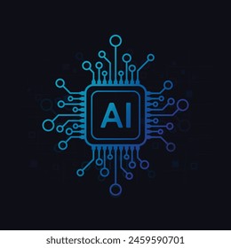Estilo de línea de circuito de inteligencia artificial. Diseño de aprendizaje automático. Tecnología digital de red inteligente. AI. Ilustración vectorial