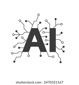 Artificial intelligence circuit line style. Machine learning design. Smart network digital technology. AI. Vector illustration