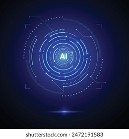 Artificial intelligence circuit line style. Machine learning design. Smart network digital technology. AI. Vector illustration