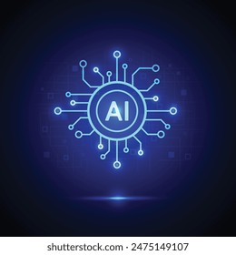 Estilo de línea de circuito de inteligencia artificial. Diseño de aprendizaje automático. Tecnología digital de red inteligente. AI. Ilustración vectorial