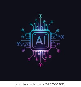 Artificial intelligence circuit line style. Machine learning design. Smart network digital technology. AI. Vector illustration