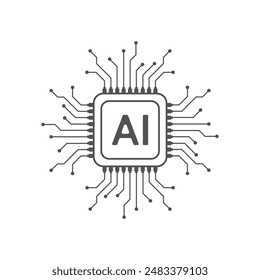 Artificial intelligence circuit line style. Machine learning design. Smart network digital technology. AI. Vector illustration