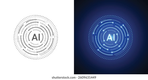Artificial intelligence circuit line style. Machine learning design. Smart network digital technology. AI. Vector illustration
