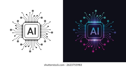 Artificial intelligence circuit line style. Machine learning design. Smart network digital technology. AI. Vector illustration