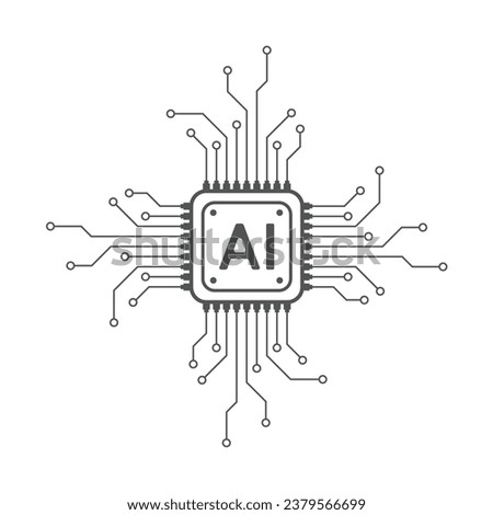 Artificial intelligence circuit line style. Machine learning design. Smart network digital technology. AI. Vector illustration