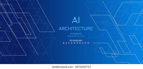 Concepto de arquitectura de ciudad de inteligencia artificial con líneas tecnológicas futuristas Vector