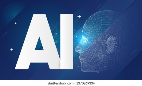 Artificial Intelligence, Cloud Computing, Machine Learning and Networks Design Concept with AI Label - Vector Illustration