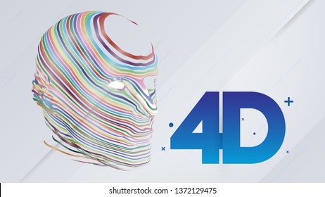 Artificial Intelligence, Cloud Computing, Machine Learning and Networks Design Concept with 4D Label - Vector Illustration
