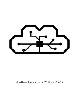 artificial intelligence cloud icon. icon and logo. outline design style. cock is used for presentations, brands, materials, etc. vector design template
