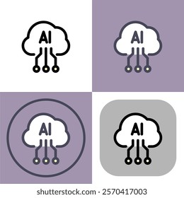 Artificial intelligence cloud symbol - artificial intelligence icon.