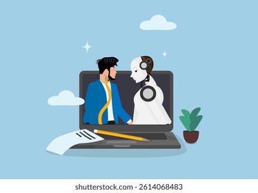 Artificial Intelligence Collaboration with Businessman. AI and Human Partnership for Digital Innovation and Productivity.
