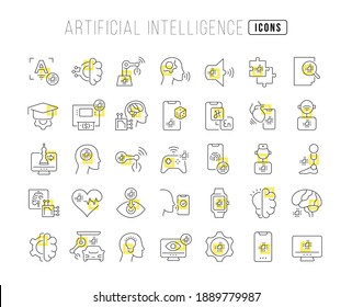 Artificial Intelligence. Collection of perfectly thin icons for web design, app, and the most modern projects. The kit of signs for category Technology.