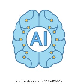 Artificial intelligence color icon. Digital brain. Neurotechnology. AI. Isolated vector illustration