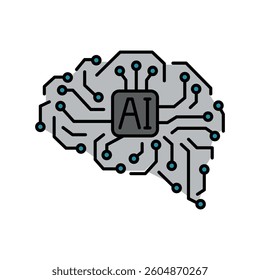 Artificial Intelligence color line icon for digital and print projects.  Minimal clean icons for apps and websites. Modern simple icons for UI UX and branding
