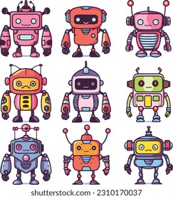 bunte Ai-Roboter mit künstlicher Intelligenz