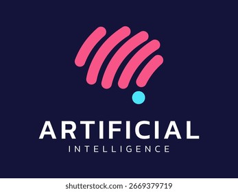 Künstliche Intelligenz mit Bunte Gehirn gekrümmte Linien Symbole Technologie Analyse Logo Vektor Design-Konzept. KI Technologie-Logo-Symbol für Spitzentechnologie, Tech-Unternehmen, ui, Robotik, Web.