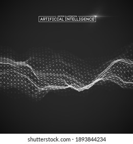 Artificial intelligence communication network. Digital science technology concept. Business network vector illustration.