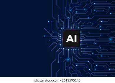 Artificial intelligence computer chipset technology concept on circuit board, Cyber technology concept, Vector and Illustration