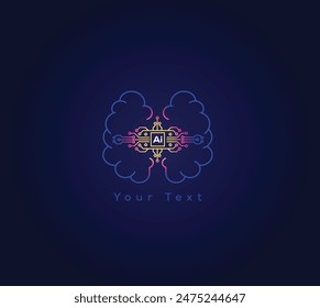 Artificial Intelligence computer connection logo concept, Creative 
Mind of human Head Face with computer connection