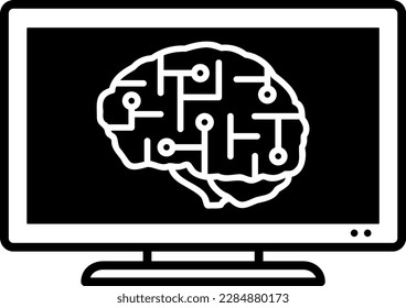 Artificial Intelligence computer screen isolated vector illustration.